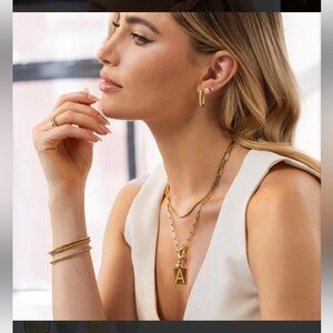 Mint & Lilly Pave Pendant Initial Necklace “A” 18k Gold Plated